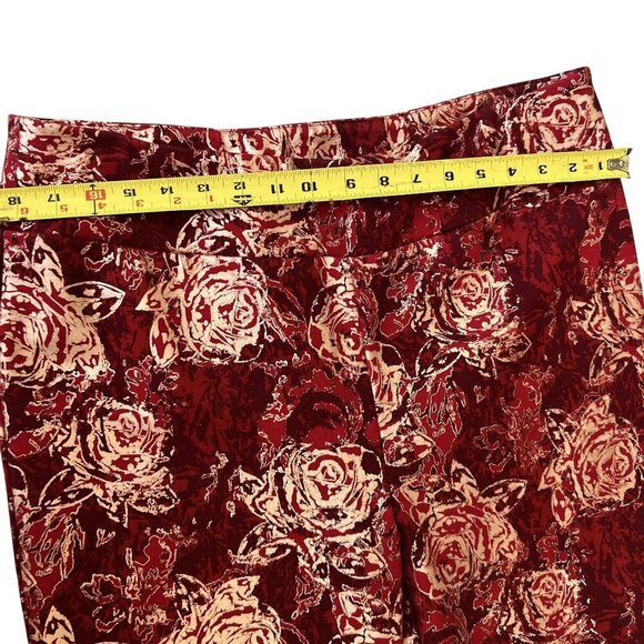 Soft Surroundings New XL Red Gold Floral Perfect Ponte Straight Leg Serrano Pant - Picture 7 of 12
